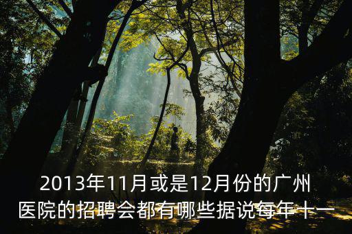 2013年11月或是12月份的廣州醫院的招聘會都有哪些據說每年十一