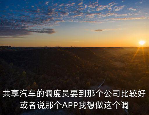 共享汽車的調度員要到那個公司比較好或者說那個APP我想做這個調