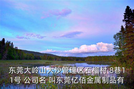 東莞大嶺山大沙管理區石榴村 8巷11號 公司名 叫東莞億佰金屬制品有