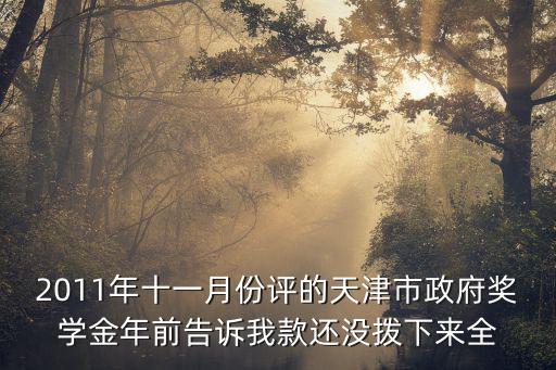 2011年十一月份評(píng)的天津市政府獎(jiǎng)學(xué)金年前告訴我款還沒撥下來全