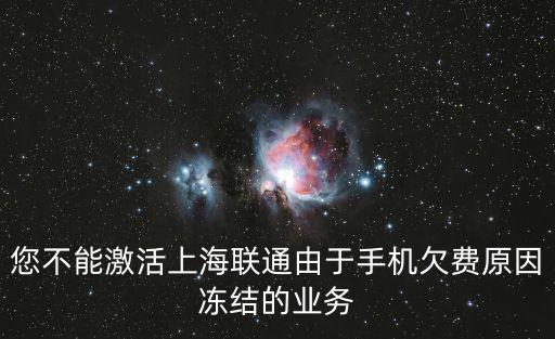 您不能激活上海聯(lián)通由于手機(jī)欠費原因凍結(jié)的業(yè)務(wù)