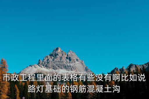 市政工程里面的表格有些沒有啊比如說路燈基礎的鋼筋混凝土溝