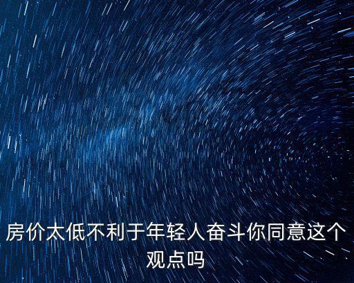 房價太低不利于年輕人奮斗你同意這個觀點嗎