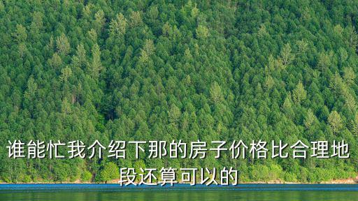 誰能忙我介紹下那的房子價格比合理地段還算可以的