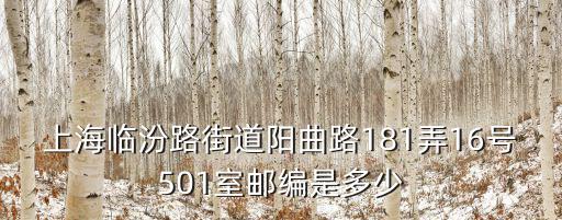 上海臨汾路街道陽曲路181弄16號501室郵編是多少