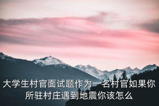 大學生村官面試題作為一名村官如果你所駐村莊遇到地震你該怎么
