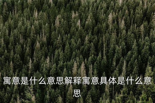 寓意是什么意思解釋寓意具體是什么意思