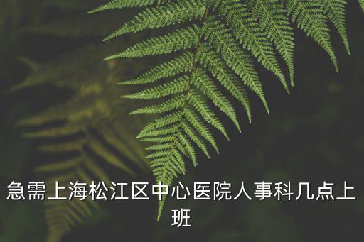 急需上海松江區中心醫院人事科幾點上班