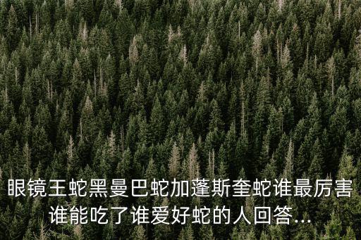 眼鏡王蛇黑曼巴蛇加蓬斯奎蛇誰最厲害誰能吃了誰愛好蛇的人回答...