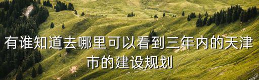 有誰知道去哪里可以看到三年內的天津市的建設規劃