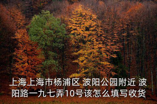 上海上海市楊浦區 波陽公園附近 波陽路一九七弄10號該怎么填寫收貨