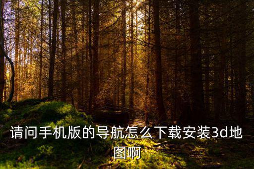 3d地圖衛星地圖高清手機版下載，請問手機版的導航怎么下載安裝3d地圖啊