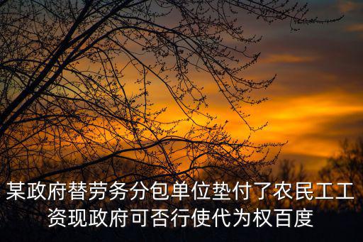 某政府替勞務分包單位墊付了農民工工資現政府可否行使代為權百度