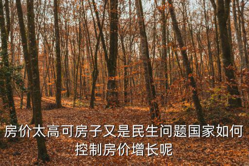 房價太高可房子又是民生問題國家如何控制房價增長呢