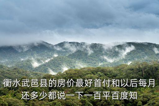 衡水武邑縣的房價最好首付和以后每月還多少都說一下一百平百度知