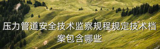 壓力管道安全技術(shù)監(jiān)察規(guī)程規(guī)定技術(shù)檔案包含哪些