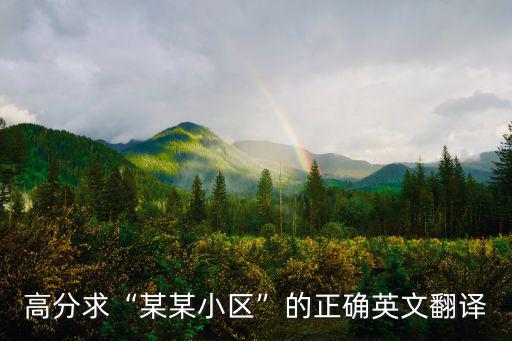 高分求“某某小區”的正確英文翻譯