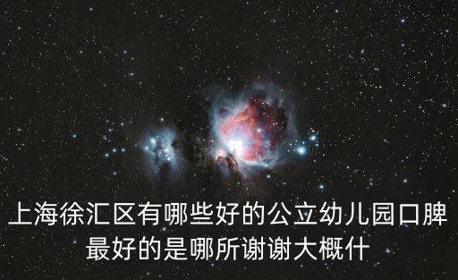 上海徐匯區有哪些好的公立幼兒園口脾最好的是哪所謝謝大概什
