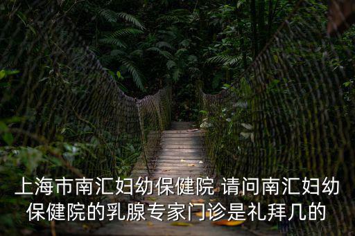 上海市南匯婦幼保健院 請問南匯婦幼保健院的乳腺專家門診是禮拜幾的