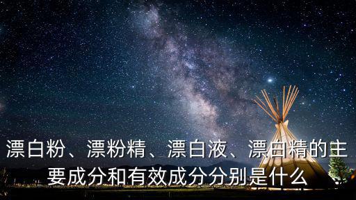 漂白粉、漂粉精、漂白液、漂白精的主要成分和有效成分分別是什么