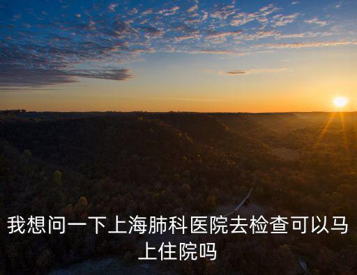 我想問一下上海肺科醫院去檢查可以馬上住院嗎