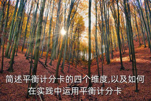 簡述平衡計分卡的四個維度,以及如何在實踐中運用平衡計分卡