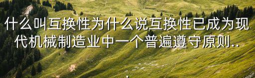 什么叫互換性為什么說(shuō)互換性已成為現(xiàn)代機(jī)械制造業(yè)中一個(gè)普遍遵守原則...