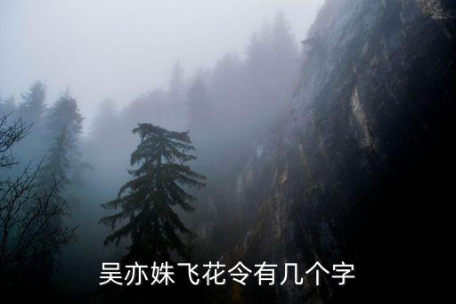 飛花令常用字，吳亦姝飛花令有幾個字