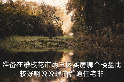 準備在攀枝花市炳三區(qū)買房哪個樓盤比較好啊說說理由普通住宅非