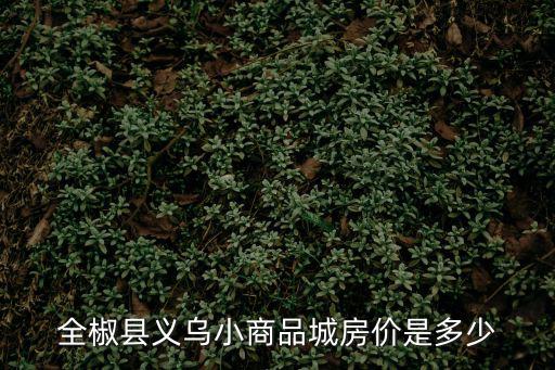 全椒縣義烏小商品城房價是多少