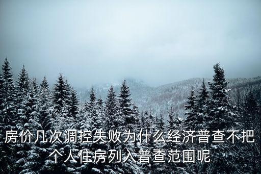 房價幾次調(diào)控失敗為什么經(jīng)濟普查不把個人住房列入普查范圍呢