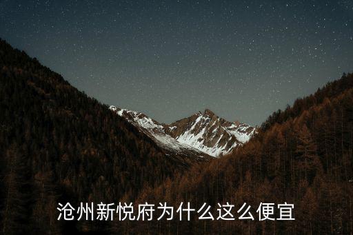 滄州新悅府為什么這么便宜