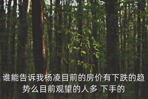 誰能告訴我楊凌目前的房價有下跌的趨勢么目前觀望的人多 下手的