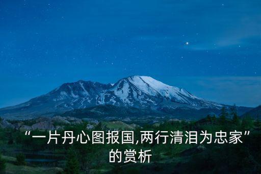 “一片丹心圖報(bào)國(guó),兩行清淚為忠家”的賞析