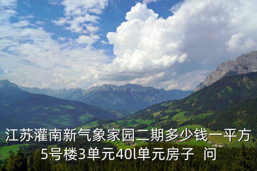 江蘇灌南新氣象家園二期多少錢一平方5號樓3單元40l單元房子  問