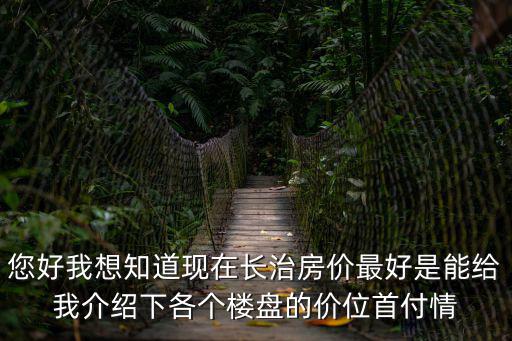 您好我想知道現在長治房價最好是能給我介紹下各個樓盤的價位首付情