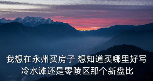 我想在永州買房子 想知道買哪里好寫 冷水灘還是零陵區那個新盤比