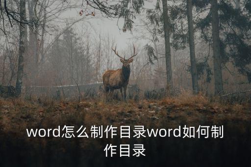 word怎么制作目錄word如何制作目錄