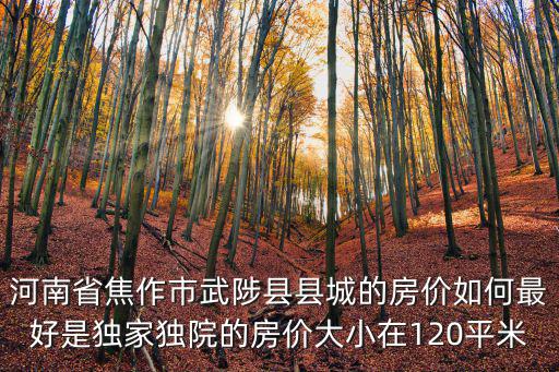 河南省焦作市武陟縣縣城的房價如何最好是獨家獨院的房價大小在120平米