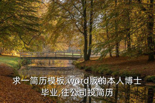 求一簡歷模板,word版的本人博士畢業(yè),往公司投簡歷