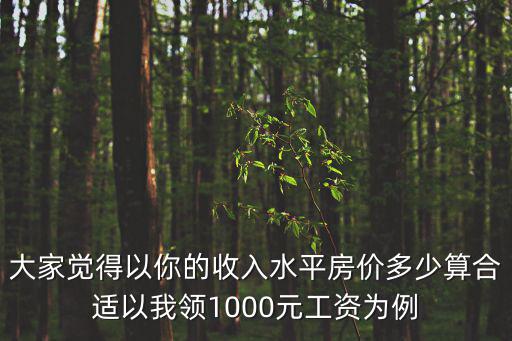 大家覺得以你的收入水平房價多少算合適以我領1000元工資為例