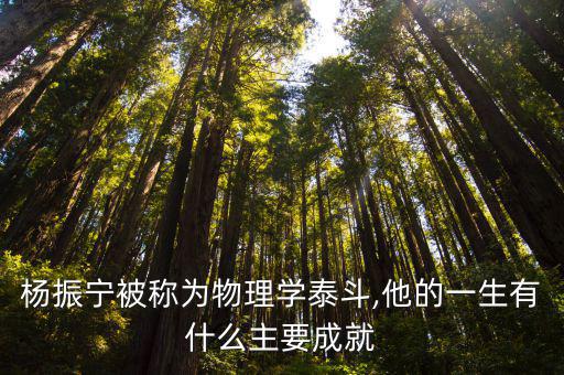 楊振寧被稱為物理學泰斗,他的一生有什么主要成就