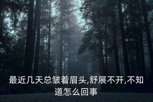 皺著眉頭,最近幾天總皺眉頭舒展不開不知怎么回事