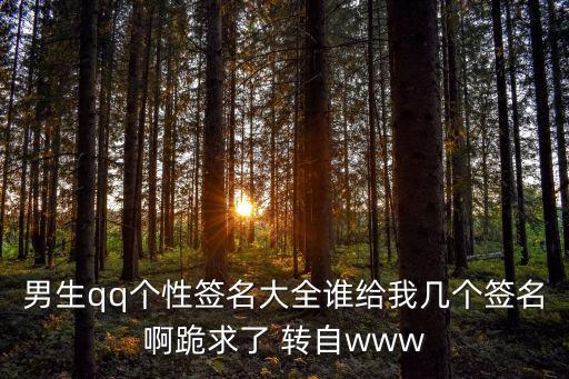 男生qq個性簽名大全誰給我幾個簽名啊跪求了 轉自www