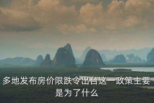 多地發布房價限跌令出臺這一政策主要是為了什么
