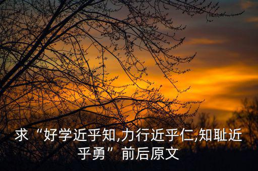 好學近乎知,子厚求好學近乎知,知恥近乎勇