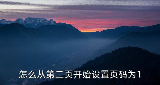 怎么從第二頁開始設置頁碼為1