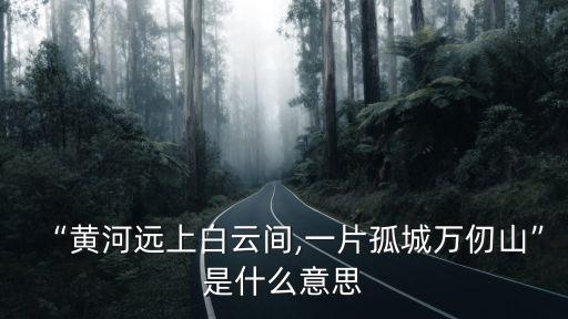 “黃河遠上白云間,一片孤城萬仞山”是什么意思
