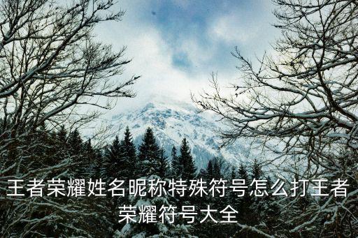 王者榮耀姓名昵稱特殊符號怎么打王者榮耀符號大全