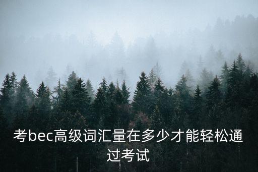 考bec高級詞匯量在多少才能輕松通過考試